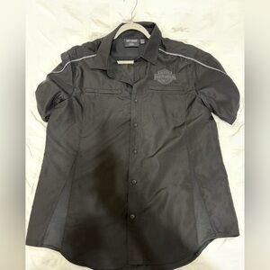Harley-Davidson Black Work Shirt with Gray Logo Piping